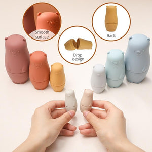 Planet Gates Little Bear Matryoshka Toys Montessori Toys Silicone Baby Teether  Silicone Russian Nesting Dolls Educational Toys Children Toys