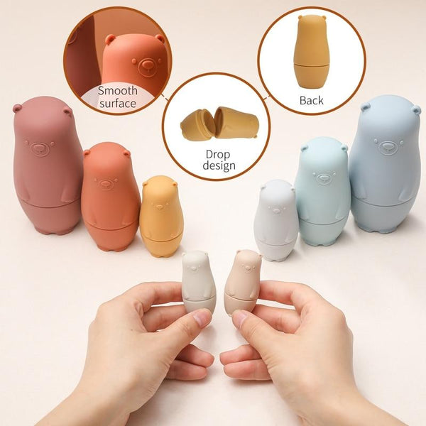 Planet Gates Little Bear Matryoshka Toys Montessori Toys Silicone Baby Teether  Silicone Russian Nesting Dolls Educational Toys Children Toys