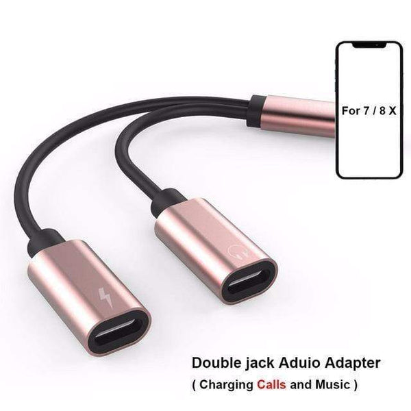 Planet Gates Llightning PINK Double jack Adapter For lightning iPhone 7 8 X XS XR Charger call or Music and 3.5mm headphone aux audio Converter Support iOS12