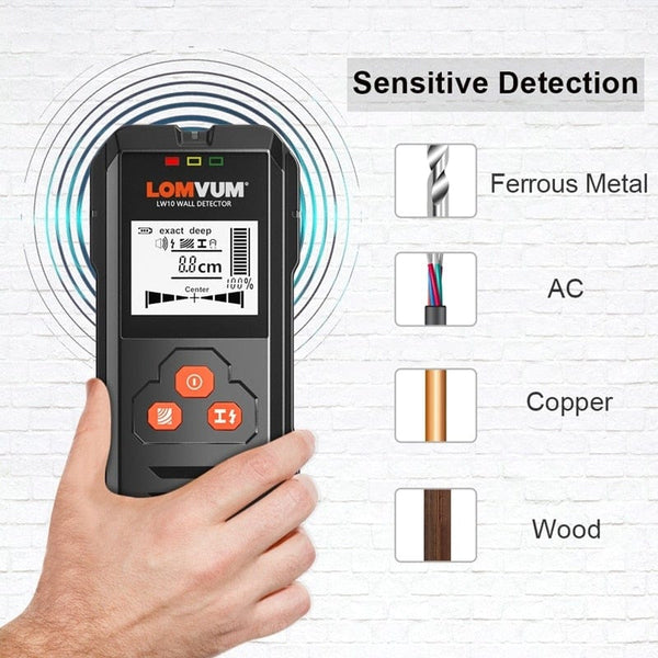 Planet Gates LOMVUM Metal Detector Backlit Black AC Wood Finder Cable Wires Depth TrackerUndeground Sturs Wall Scanner LCD HD Display Beep