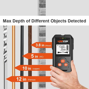 Planet Gates LOMVUM Metal Detector Backlit Black AC Wood Finder Cable Wires Depth TrackerUndeground Sturs Wall Scanner LCD HD Display Beep