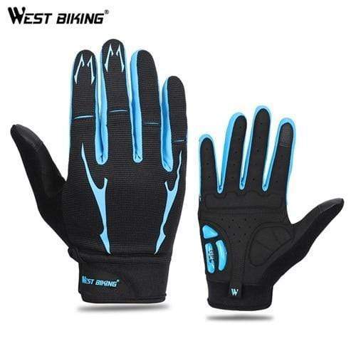 Planet Gates Long Blue / L Cycling Gloves Men Women Sports Full Finger GEL Bike Gloves Touch Screen Windproof Warm MTB Road Bicycle Gloves
