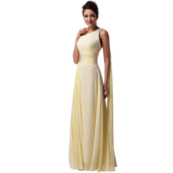 Planet Gates Long Bridesmaid Dresses One Shoulder Ribbon Chiffon Dress With Ruffles Special Occasion Dress CL6066
