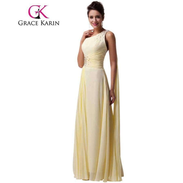 Planet Gates Long Bridesmaid Dresses One Shoulder Ribbon Chiffon Dress With Ruffles Special Occasion Dress CL6066