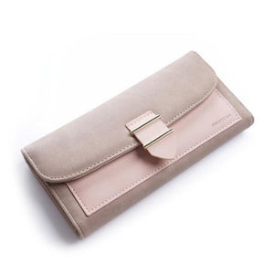 Planet Gates long-brown Women Wallet Female Middle Scrub PursesLeather Portefeuille Femme Carteira Feminina Patchwork  Card Holder Short Cartera Mujer