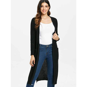 Planet Gates Long Cardigan Side Slit Duster Knit Cardigan Sweater Women Clothing Long Sleeves Female Cardigans 2018 Autumn Cardigan