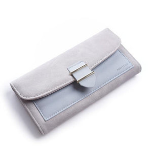Planet Gates long-gray Women Wallet Female Middle Scrub PursesLeather Portefeuille Femme Carteira Feminina Patchwork  Card Holder Short Cartera Mujer