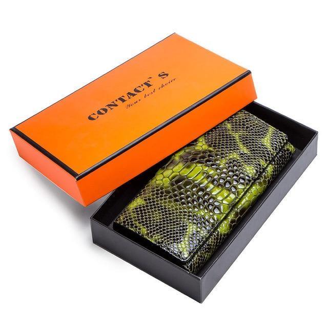 Planet Gates Women Clutch Wallets Genuine Leather Snake Pattern Print Long Coin Purse Female Cell Phone Holder Bag Dollar Price