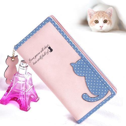 Planet Gates Long Pink Women Wallets Zipper Lady Handbags Clutch Coin Purse Cards Holder PU Leather Brand Cat Woman Wallet Moneybags Purse Bags