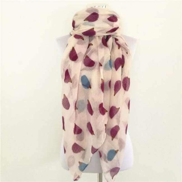 Planet Gates Long scarf Beige Women Ladies Fashion Viscose Cotton Hedgehog Print infinity scarf Fashion Animal Scarves Shawl Wrap hot sale neckerchief