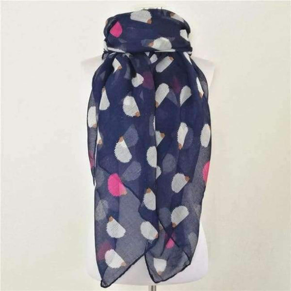 Planet Gates Long scarf Navy Women Ladies Fashion Viscose Cotton Hedgehog Print infinity scarf Fashion Animal Scarves Shawl Wrap hot sale neckerchief