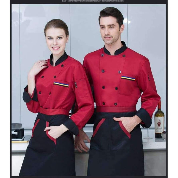 Planet Gates long sleeve 4 / XL Men Long-sleeved Chef Jacket Hotel Service Working Wear Restaurant Kitchen Work Tooling Chef Uniform Cooking Clothes Women 89