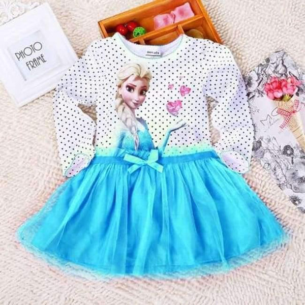 Planet Gates long sleeve blue / 3T 3-8 Years Summer Baby Girl Dress Princess Vestidos Fever Anna Elsa  Dress Children Clothing For Kids Birthday Party Costume