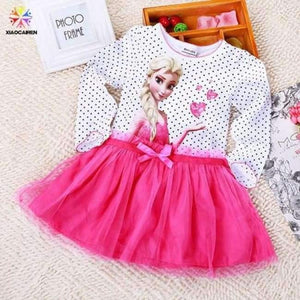 Planet Gates long sleeve rose / 3T 3-8 Years Summer Baby Girl Dress Princess Vestidos Fever Anna Elsa  Dress Children Clothing For Kids Birthday Party Costume