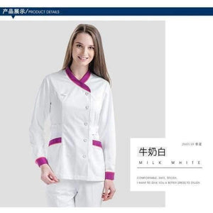 Planet Gates long sleeve / S Fashion Hospital Doctors Nurse Uniform Clothes Sets Beauty Salon Dental Clinic Workwear Suits Medical Gowns Lab Coat
