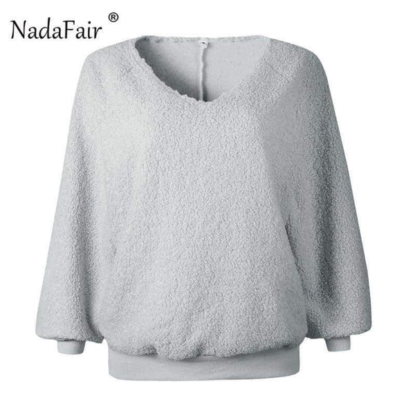 Planet Gates Loose V Neck Autumn Sweaters Women Plain Color Casual Long Sleeve Winter Pullover Sweaters Red Knitted Jumpers Female