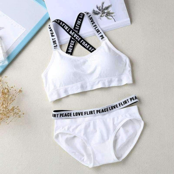 Planet Gates Lounge Underwear Comfortable Wireless Loungewear Lingerie Bra Set Black and White Cotton Bras Sets