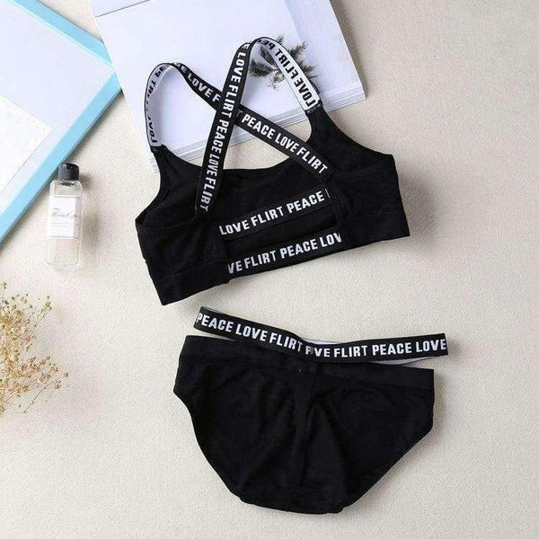 Planet Gates Lounge Underwear Comfortable Wireless Loungewear Lingerie Bra Set Black and White Cotton Bras Sets