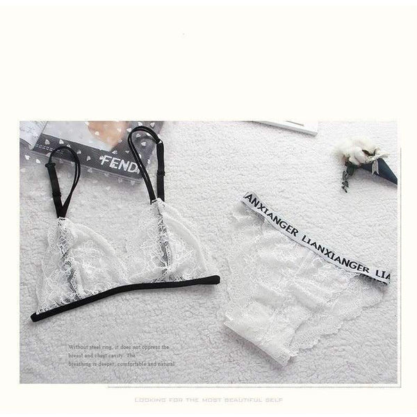 Planet Gates Lounge Underwear Comfortable Wireless Loungewear Lingerie Bra Set Black and White Cotton Bras Sets