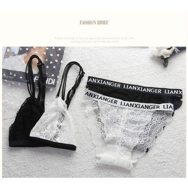 Planet Gates Lounge Underwear Comfortable Wireless Loungewear Lingerie Bra Set Black and White Cotton Bras Sets