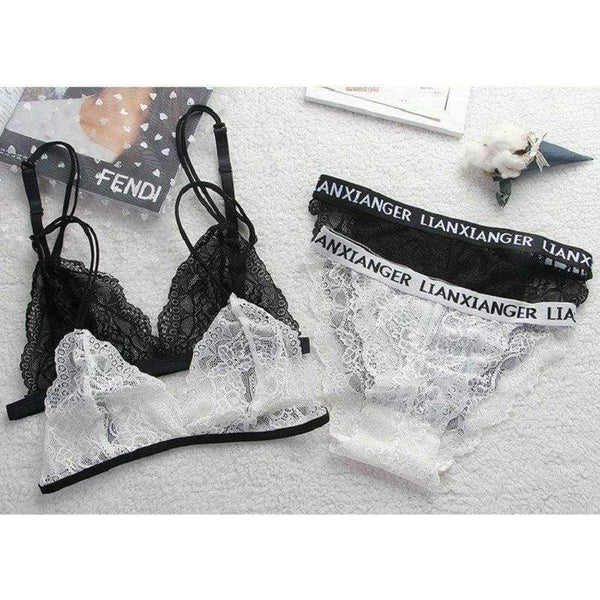 Planet Gates Lounge Underwear Comfortable Wireless Loungewear Lingerie Bra Set Black and White Cotton Bras Sets