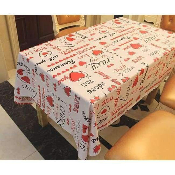 Planet Gates Love / 137x137cm PVC TableCloth Waterproof Rectangular Plastic Picnic Cloth for Tea Table Home Textile Fashion Love Festive Red MJ033
