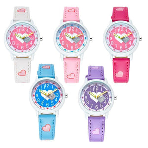 Planet Gates Love Hearts child Watches Girl Leather Printing Strap Cartoon Kids Watch Students Quartz Wristwatch Casual Fashion