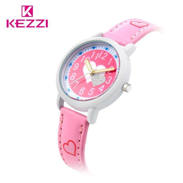Planet Gates Love Hearts child Watches Girl Leather Printing Strap Cartoon Kids Watch Students Quartz Wristwatch Casual Fashion