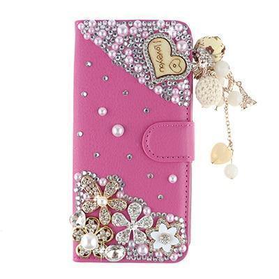 Planet Gates Love Pendant Rose / PU leather Diamond Flip Leather Phone Case For Huawei P8 LITE 2017/P9 LITE 2017/Honor 8 lite,Wallet Style Cover With Card Slot