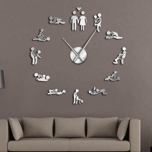 Planet Gates Love Position Mute Wall Clock Bachelorette Game Sexy Kama Sutra 3D DIY Clock Watch Funny Adult Room Decor Sticker Art New