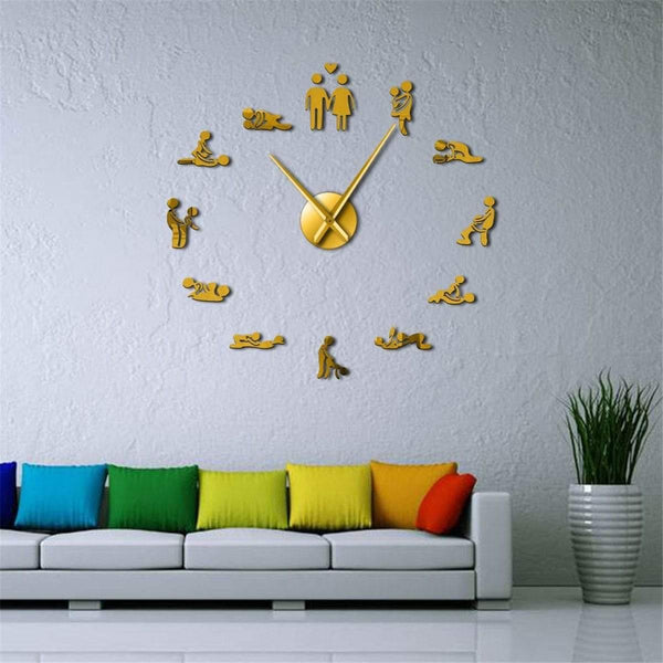 Planet Gates Love Position Mute Wall Clock Bachelorette Game Sexy Kama Sutra 3D DIY Clock Watch Funny Adult Room Decor Sticker Art New