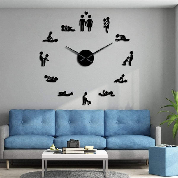 Planet Gates Love Position Mute Wall Clock Bachelorette Game Sexy Kama Sutra 3D DIY Clock Watch Funny Adult Room Decor Sticker Art New