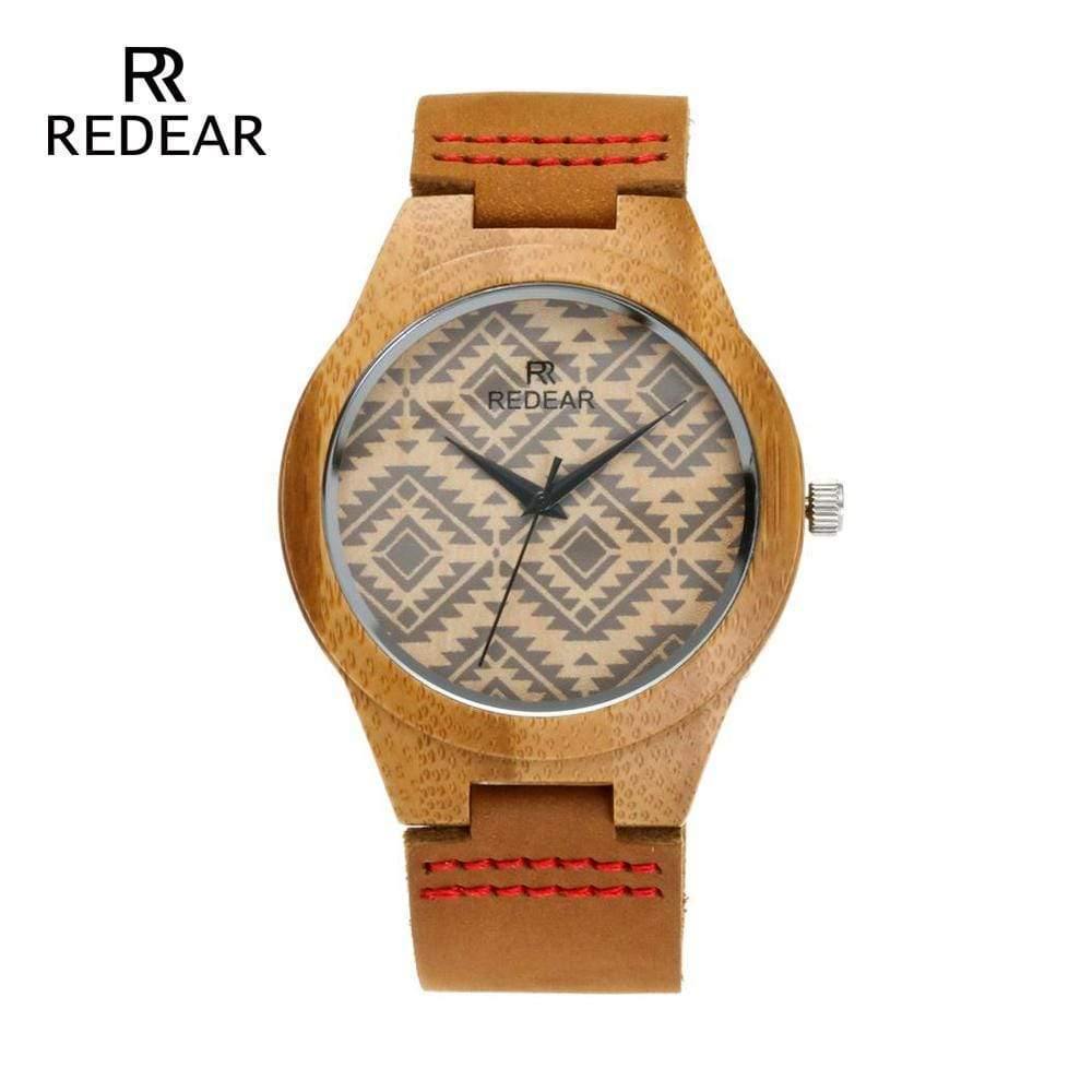 Planet Gates Lover's Bamboo Watches Retro Special Wavy Lines Women Watch Real Leather Watch Strap Birthday Gifts