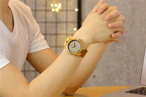 Planet Gates Lover's Bamboo Watches Retro Special Wavy Lines Women Watch Real Leather Watch Strap Birthday Gifts