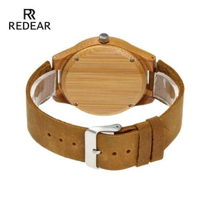 Planet Gates Lover's Bamboo Watches Retro Special Wavy Lines Women Watch Real Leather Watch Strap Birthday Gifts