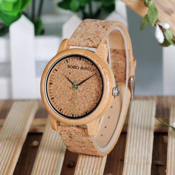 Planet Gates Lovers Watches Wooden Timepieces Handmade Cork Strap Bamboo Women Watch Luxury in Box Accept Logo Drop Shipping