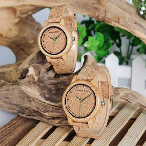 Planet Gates Lovers Watches Wooden Timepieces Handmade Cork Strap Bamboo Women Watch Luxury in Box Accept Logo Drop Shipping