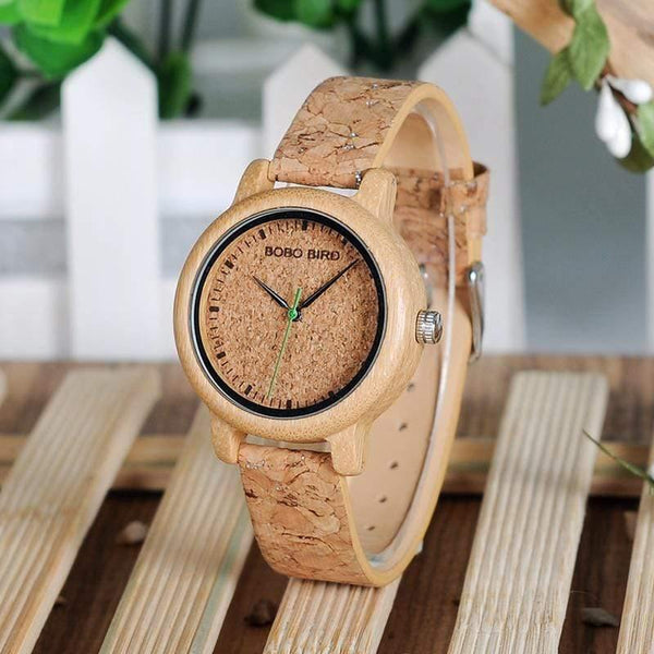 Planet Gates Lovers Watches Wooden Timepieces Handmade Cork Strap Bamboo Women Watch Luxury in Box Accept Logo Drop Shipping