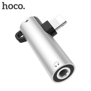 Planet Gates LS21 Silver 3.5 HOCO for Lightning Converter 2 in 1 Convert to 3.5mm Jack Audio Adapter + for Lightning For iPhone 7 8 Plus X XR XS MAX Earphone