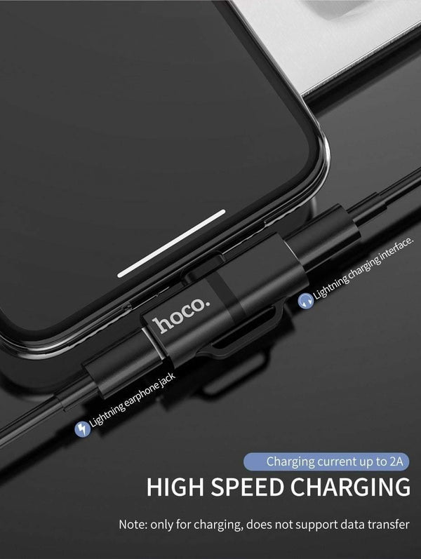 Planet Gates LS21 Silver 3.5 HOCO for Lightning Converter 2 in 1 Convert to 3.5mm Jack Audio Adapter + for Lightning For iPhone 7 8 Plus X XR XS MAX Earphone