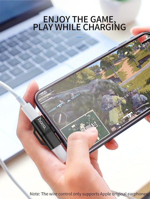 Planet Gates LS21 Silver 3.5 HOCO for Lightning Converter 2 in 1 Convert to 3.5mm Jack Audio Adapter + for Lightning For iPhone 7 8 Plus X XR XS MAX Earphone