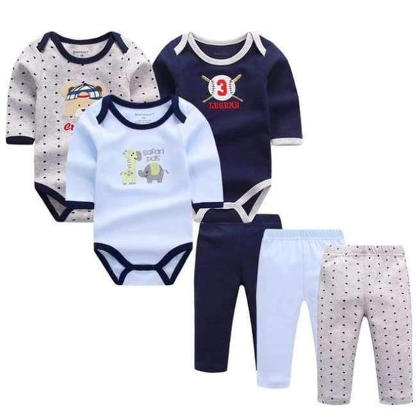 Planet Gates LST6002B / 3M 6pcs/lot Baby Girl Clothes Newborn Toddler Infant Autumn/Spring Cotton Baby Rompers+ Baby Pants Baby Clothing Sets