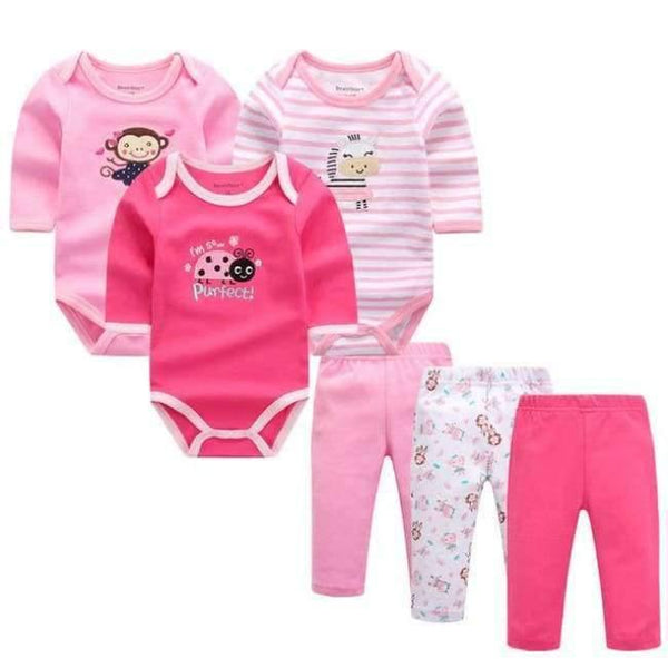 Planet Gates LST6002G / 3M 6pcs/lot Baby Girl Clothes Newborn Toddler Infant Autumn/Spring Cotton Baby Rompers+ Baby Pants Baby Clothing Sets