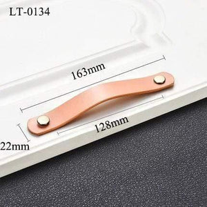 Handmade Cabinet Handle Soft Cow leather Leather Dresser Drawer Door Knobs Pull Furniture Hardware Pink Leather Handle