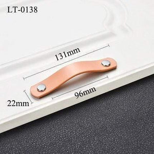 Handmade Cabinet Handle Soft Cow leather Leather Dresser Drawer Door Knobs Pull Furniture Hardware Pink Leather Handle