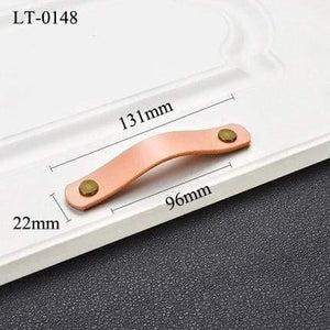 Handmade Cabinet Handle Soft Cow leather Leather Dresser Drawer Door Knobs Pull Furniture Hardware Pink Leather Handle