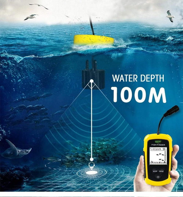 Planet Gates LUCKY FF1108-1 Portable Fish Finder Ice Fishing Sonar Sounder Alarm Transducer Fishfinder 0.7-100m Fishing Echo Sounder