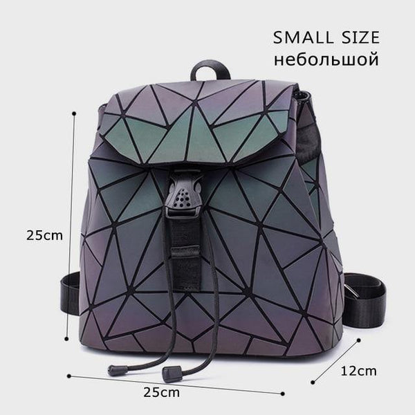 Planet Gates Luminous Small B Women Backpack Diamond Lattice Geometry Quilted School Bag Backpacks For Teenage Girl Luminous School Bags Holographic Mochila