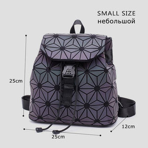 Planet Gates Luminous Small C Women Backpack Diamond Lattice Geometry Quilted School Bag Backpacks For Teenage Girl Luminous School Bags Holographic Mochila
