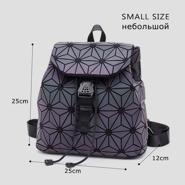 Planet Gates Luminous Small C Women Backpack Diamond Lattice Geometry Quilted School Bag Backpacks For Teenage Girl Luminous School Bags Holographic Mochila